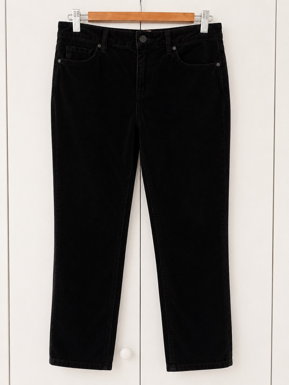Talbots Women's Black Corduroy Straight-Leg Pant -Curvy Fit